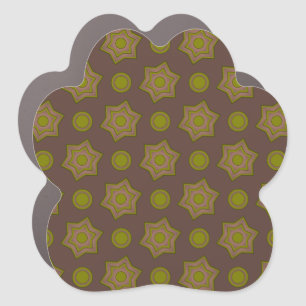 Stars and circles in brown and green car magnet