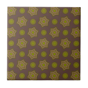 Stars and circles in brown and green ceramic tile