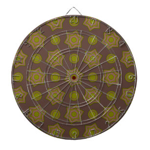 Stars and circles in brown and green dart board