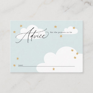 Stars and Clouds Blue Baby Shower Advice Enclosure Card