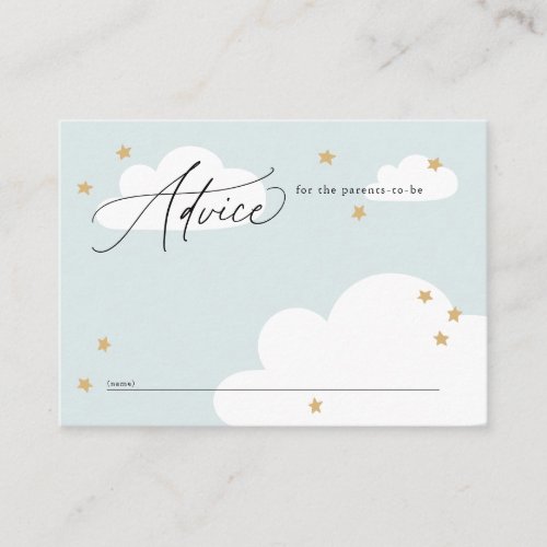 Stars and Clouds Blue Baby Shower Advice Enclosure Card