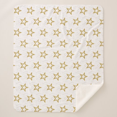 Stars And Confetti Pink Gold And White Elegant Sherpa Blanket