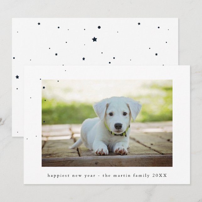 Stars and Dots New Year Photo Holiday Card (Front/Back)