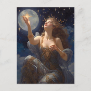 Stars And Girl Fantasy Art Postcard