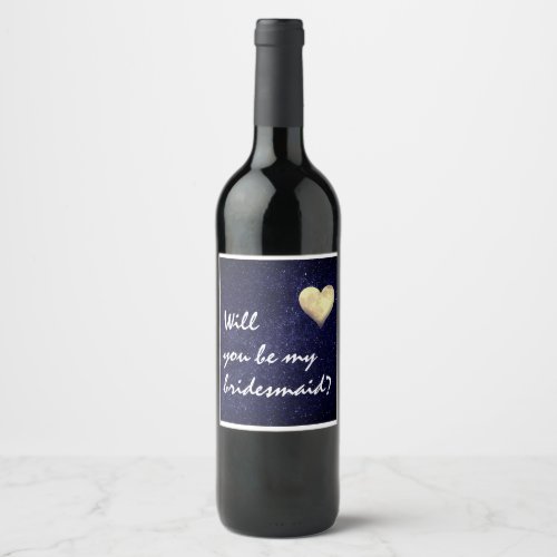 Stars and Heart Shaped Moon Wine Label