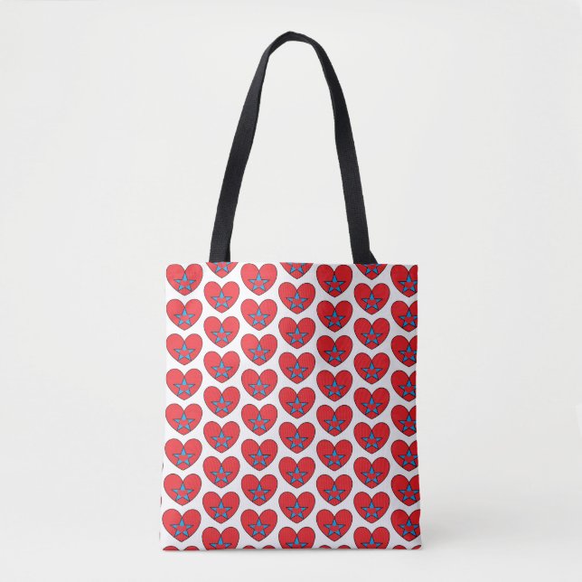 Stars and Hearts Star in Heart Tote Bag (Front)