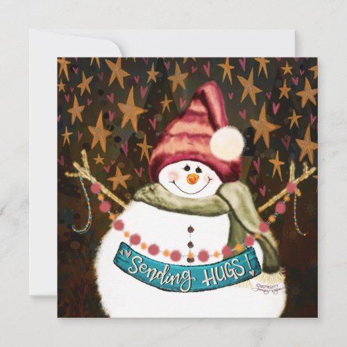 Stars and Hugs Snowman Christmas Inspirivity Holiday Card