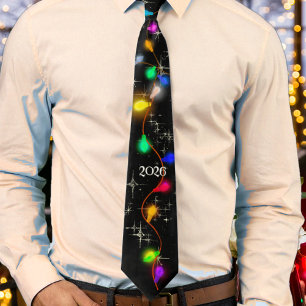 Stars  and lighting garlands New Year 2026 Neck Tie