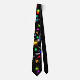 Stars and lighting garlands New Year 2027 Neck Tie