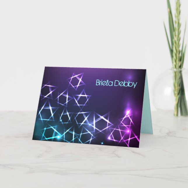 STARS and LIGHTS Bar Bat Mitzvah Thank You Card (Front)