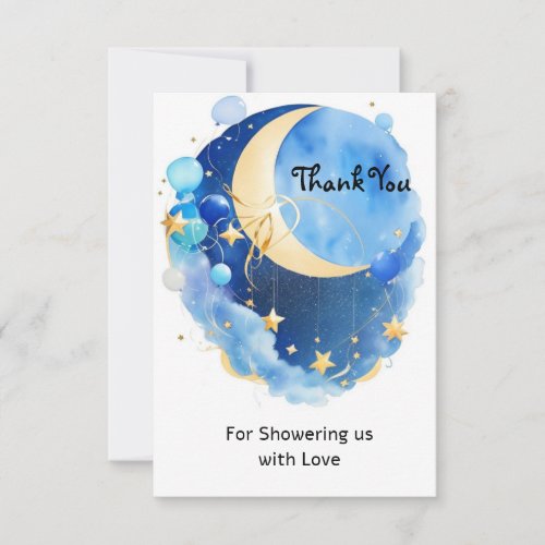 Stars and Moon Baby Shower Thank You Card