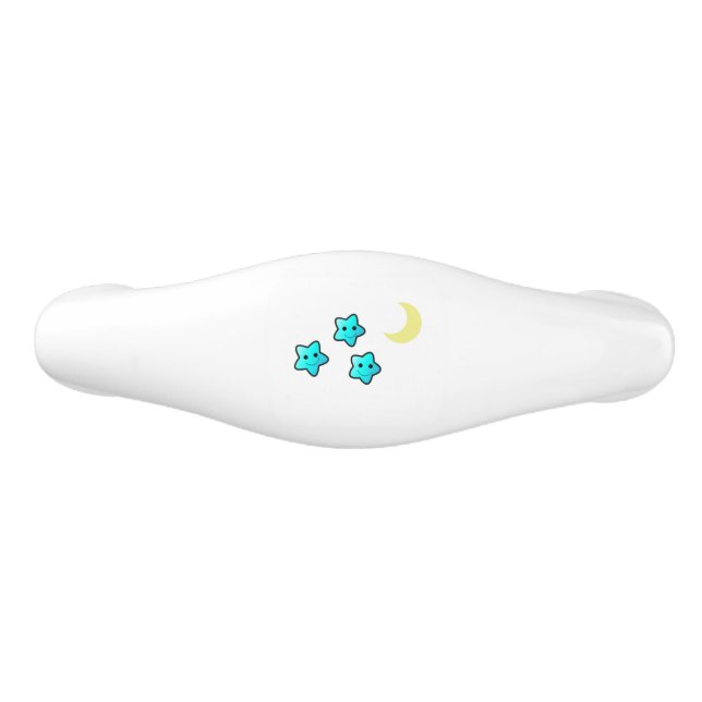 Stars and Moon Ceramic Drawer Pull (Front)