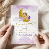 Stars and Moon Lilac Angel Girl Blonde Baby Shower