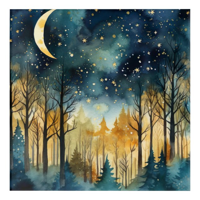 Stars and Moon Magical Forest Acrylic Print (Front)
