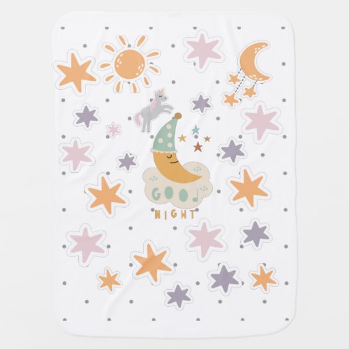 Stars and Moon Nursery Pattern Baby Blanket