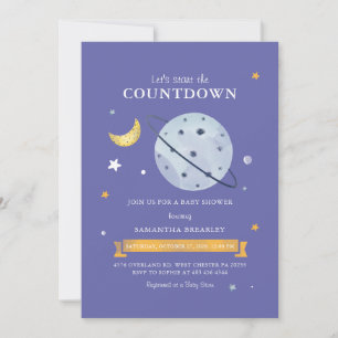 Stars and Moon Outer Space Baby Shower Invitation