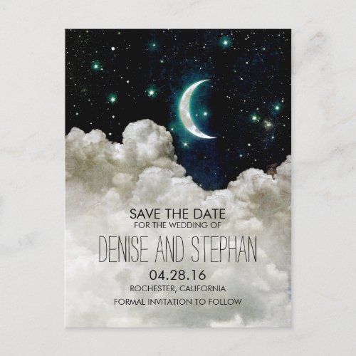 Stars and Moon Save the Date Postcards