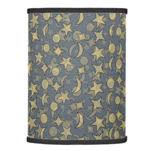 STARS AND MOONS blue grey Lamp Shade (Right)