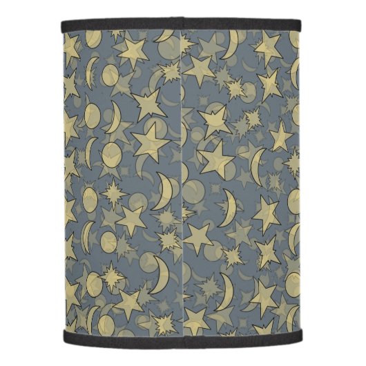 STARS AND MOONS blue grey Lamp Shade (Back)
