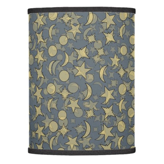 STARS AND MOONS blue grey Lamp Shade (Front)