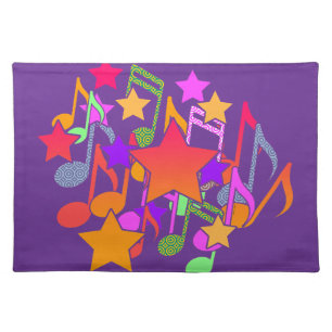 Stars And Music Purple Cloth Placemat