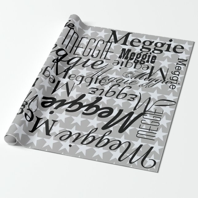 Stars and Names personalized Wrapping Paper (Unrolled)