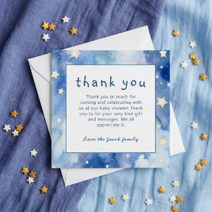 Stars and night sky baby shower blue thank you invitation