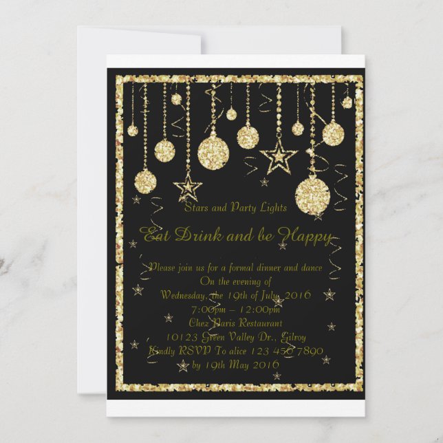 Stars and Party Lights Invitation (Front)