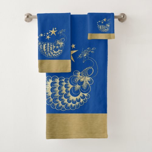 Stars and Peacock  Towel Set