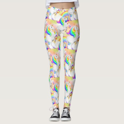 Stars and Rainbow Unicorn Princess of the Forest Leggings