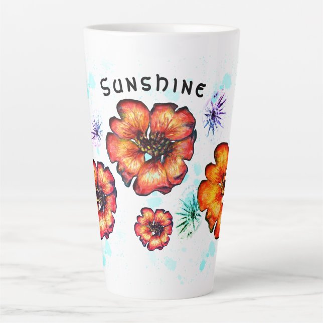 Stars and Scarlet Flowers Latte Mug (Front)