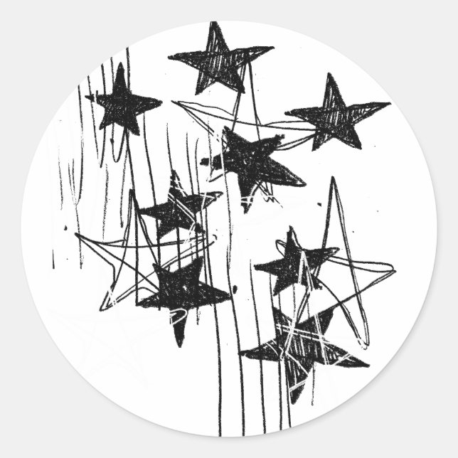 Stars and Scribbles Classic Round Sticker (Front)