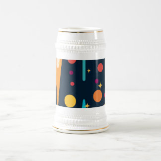 Stars and Shapes on Black Background Beer Stein
