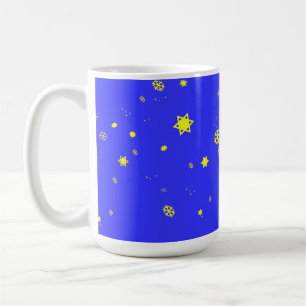 Stars and Snowflakes Snowstorm on Royal Blue Sky Coffee Mug