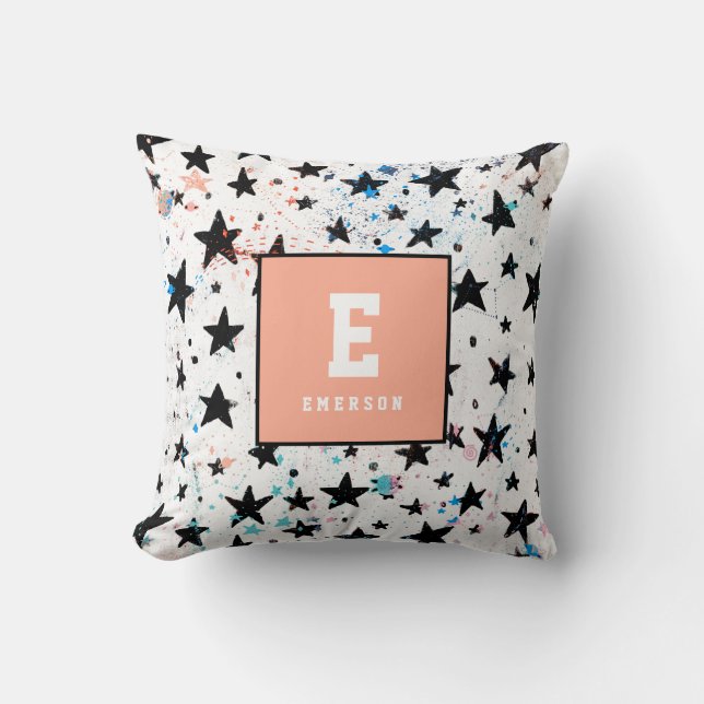 stars and space fun astronomy pattern throw pillow (Front)
