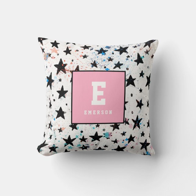 stars and space fun astronomy pattern throw pillow (Front)