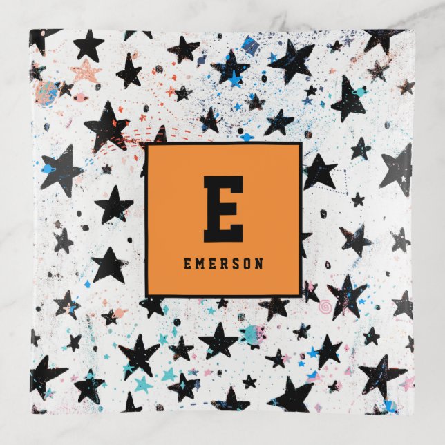 stars and space fun astronomy pattern trinket tray (Front)