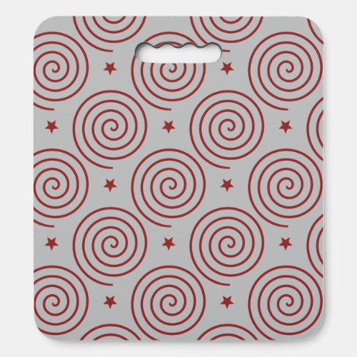 Stars and Spiral in Dark Red Seat Cushion