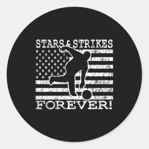 Stars And Strikes Forever Bowling American Flag Bo Classic Round Sticker