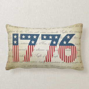 Stars and Stripes 1776 Independence Day Lumbar Pillow
