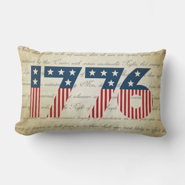 Stars and Stripes 1776 Independence Day Lumbar Pillow (Front)