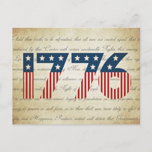 Stars and Stripes 1776 Independence Day Postcard