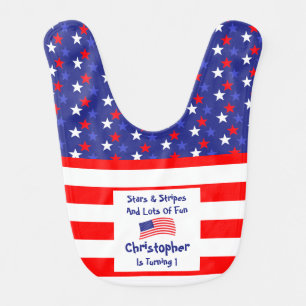 Stars and Stripes 1st Birthday Baby Bib