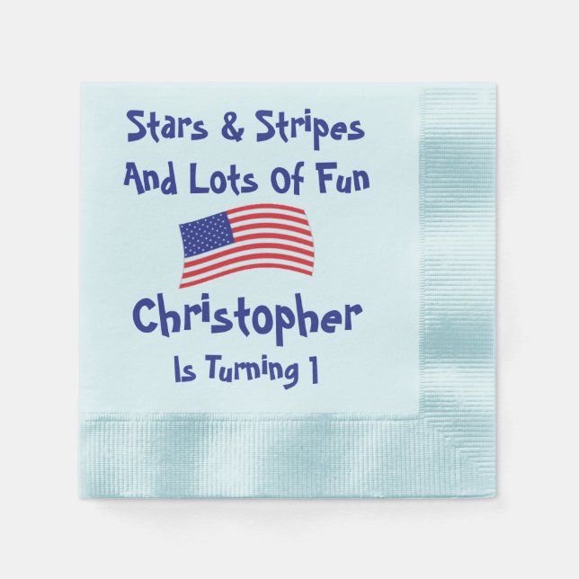 Stars and Stripes 1st Birthday Napkins (Front)
