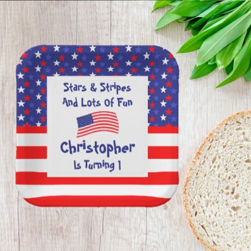 Stars and Stripes 1st Birthday Paper Plates