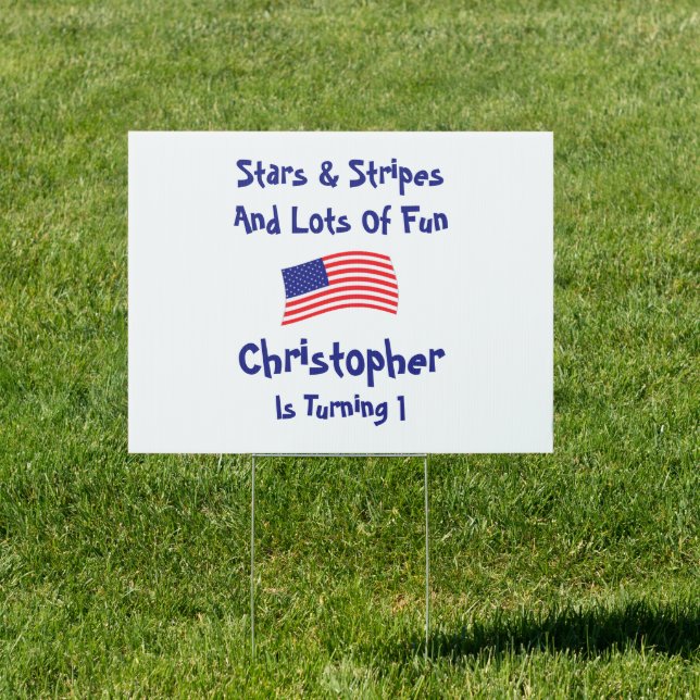Stars and Stripes 1st Birthday Sign (Insitu)