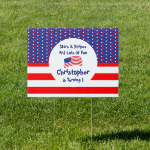 Stars and Stripes 1st Birthday Sign