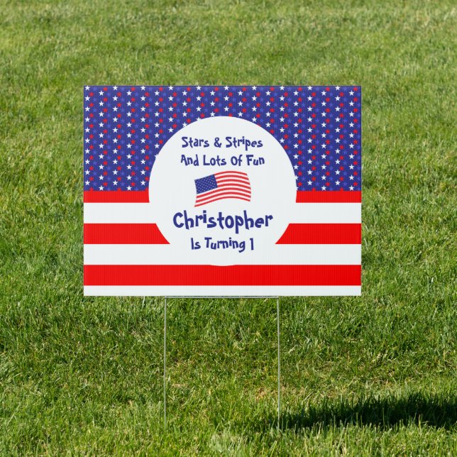 Stars and Stripes 1st Birthday Sign (Insitu)