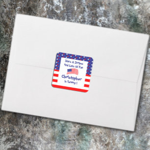 Stars and Stripes 1st Birthday Square Sticker
