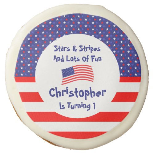 Stars and Stripes 1st Birthday  Sugar Cookie